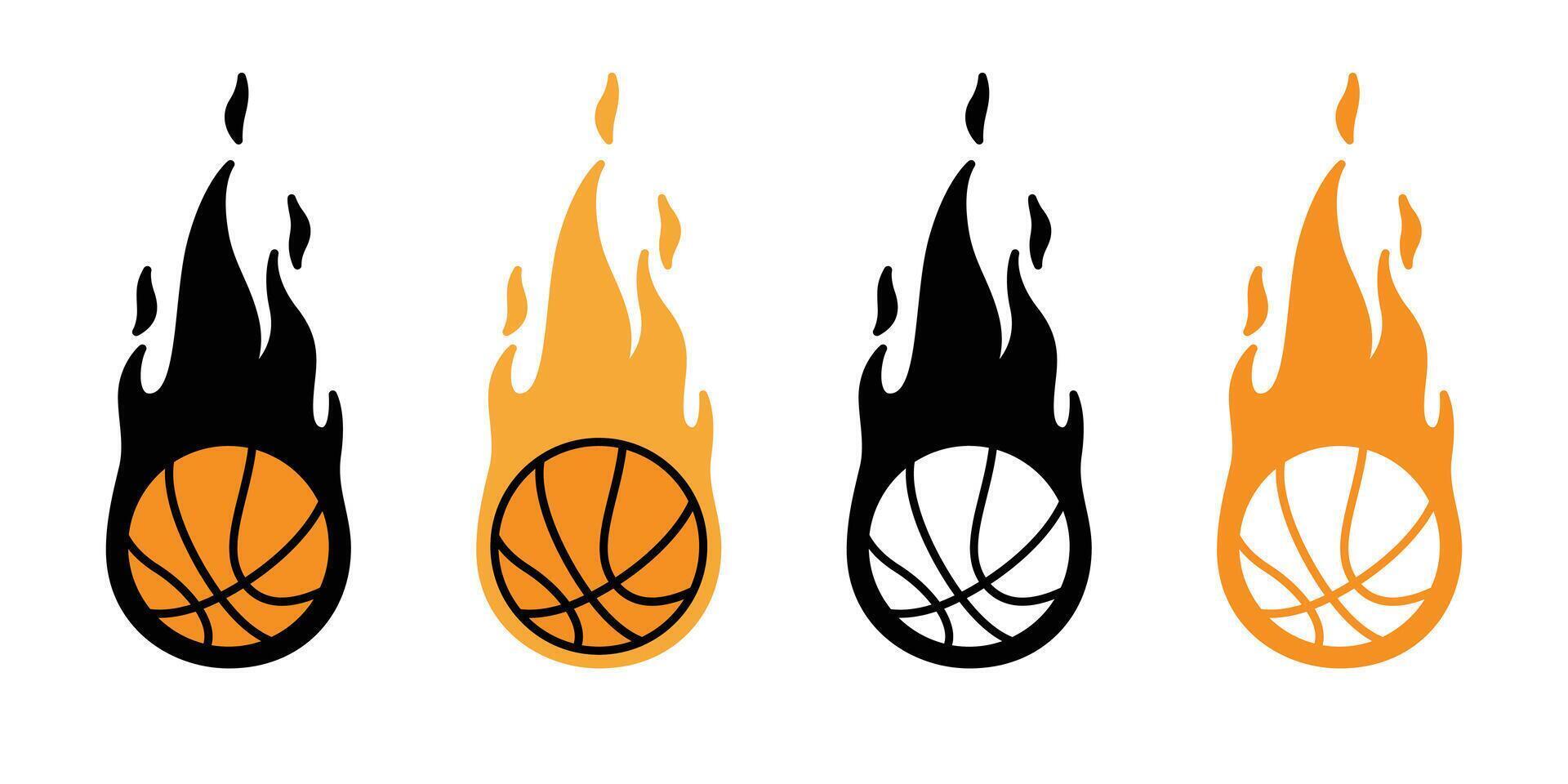 basketball fire ball vector icon logo sport cartoon character symbol illustration doodle design