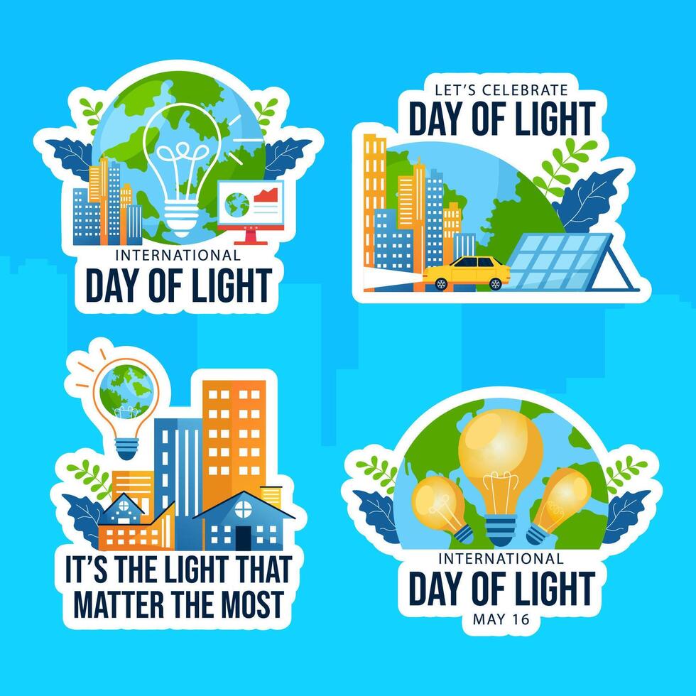 Day of Light Label Flat Cartoon Hand Drawn Templates Background Illustration vector