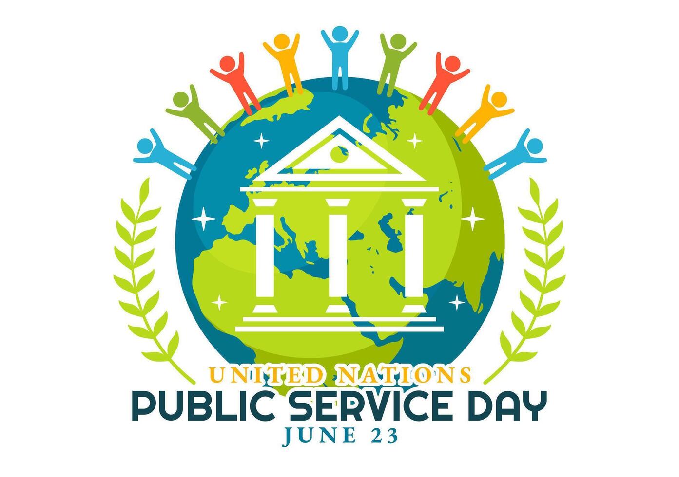 United Nations Public Service Day Vector Illustration with Publics Services to the Community in the Development Process in Flat Cartoon Background