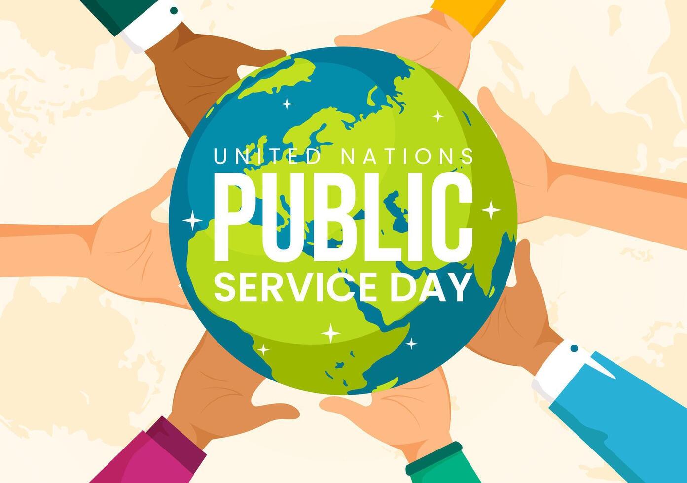 United Nations Public Service Day Vector Illustration with Publics Services to the Community in the Development Process in Flat Cartoon Background