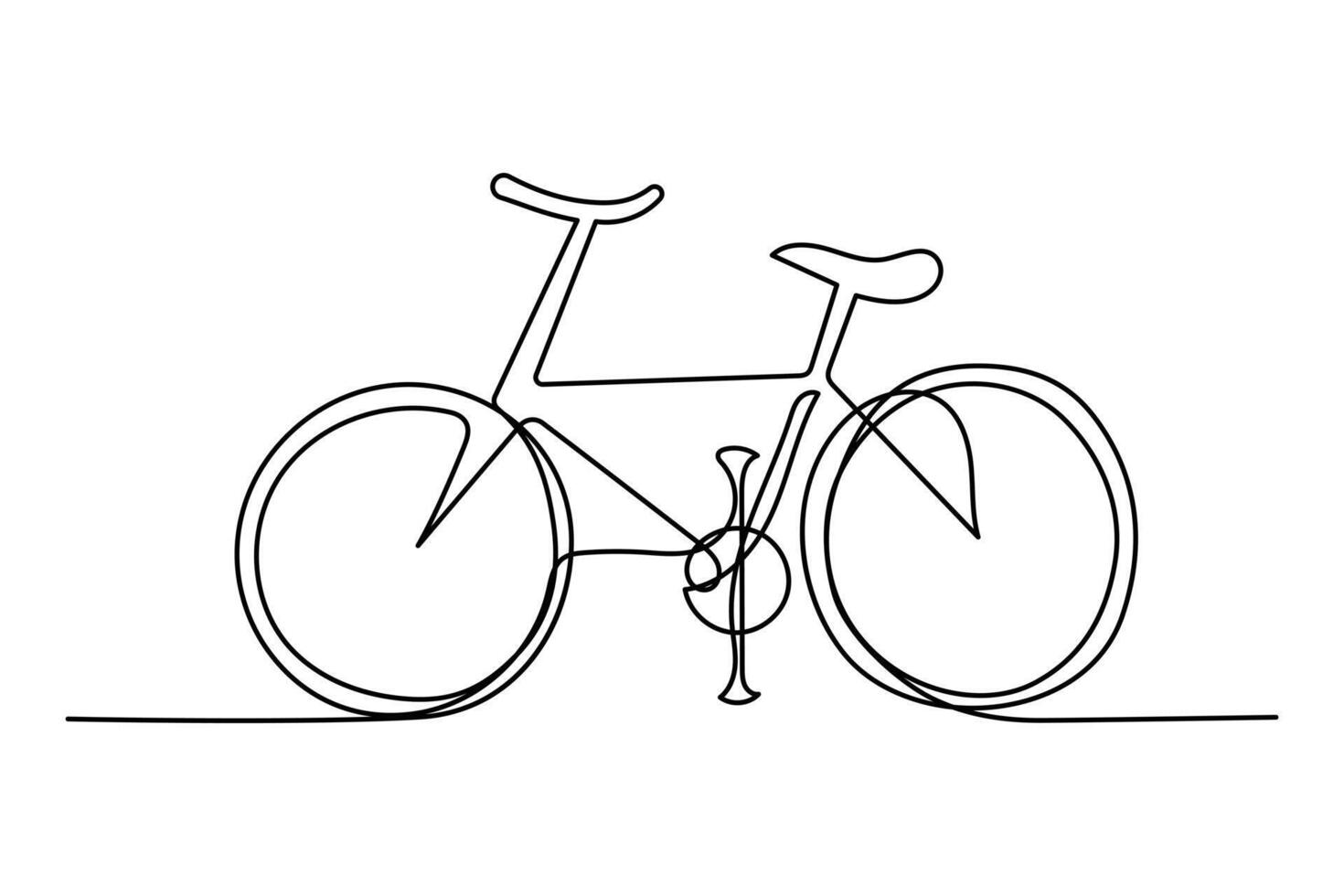Single-line continuous bicycle drawing vector art and one-line outline bicycle illustration