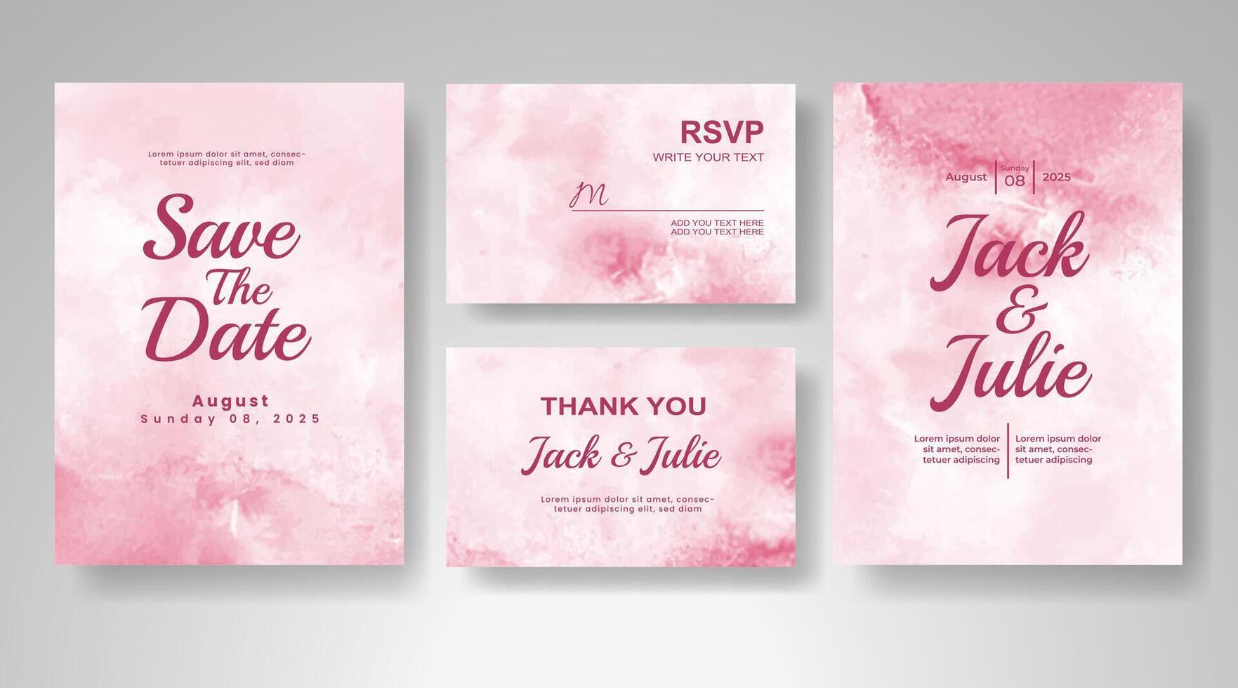 Wedding invitation with abstract watercolor background vector