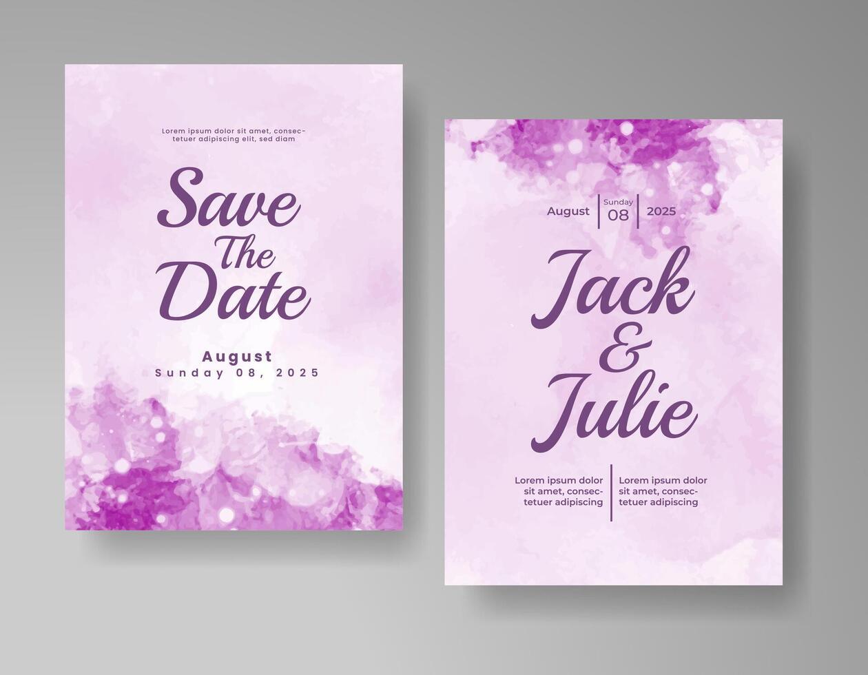 Wedding invitation with abstract watercolor background vector