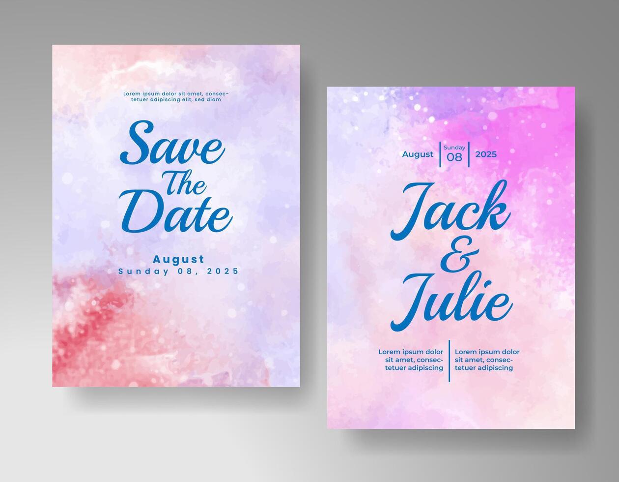 Wedding invitation with abstract watercolor background vector