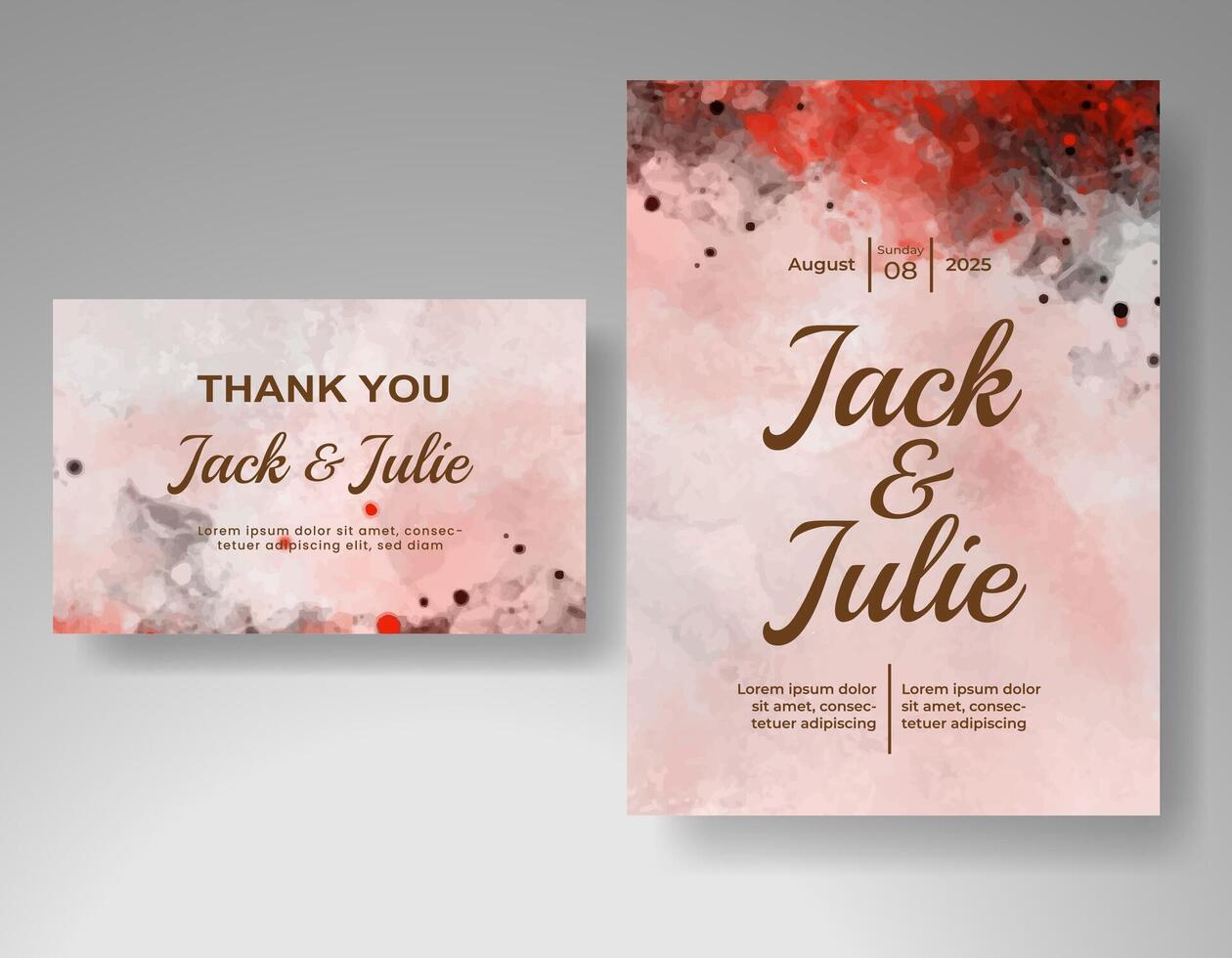 Wedding invitation with abstract watercolor background vector