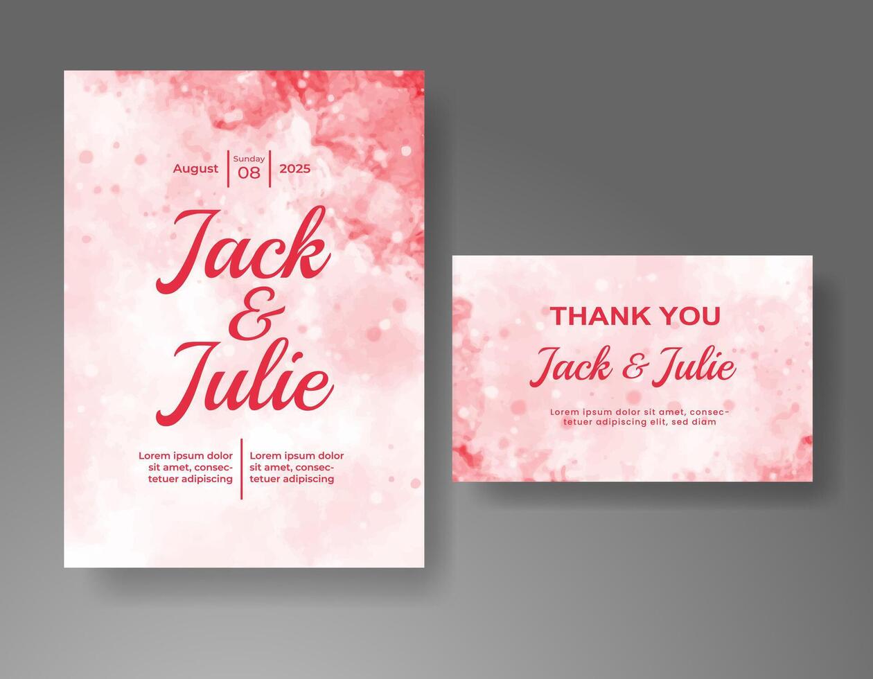 Wedding invitation with abstract watercolor background vector