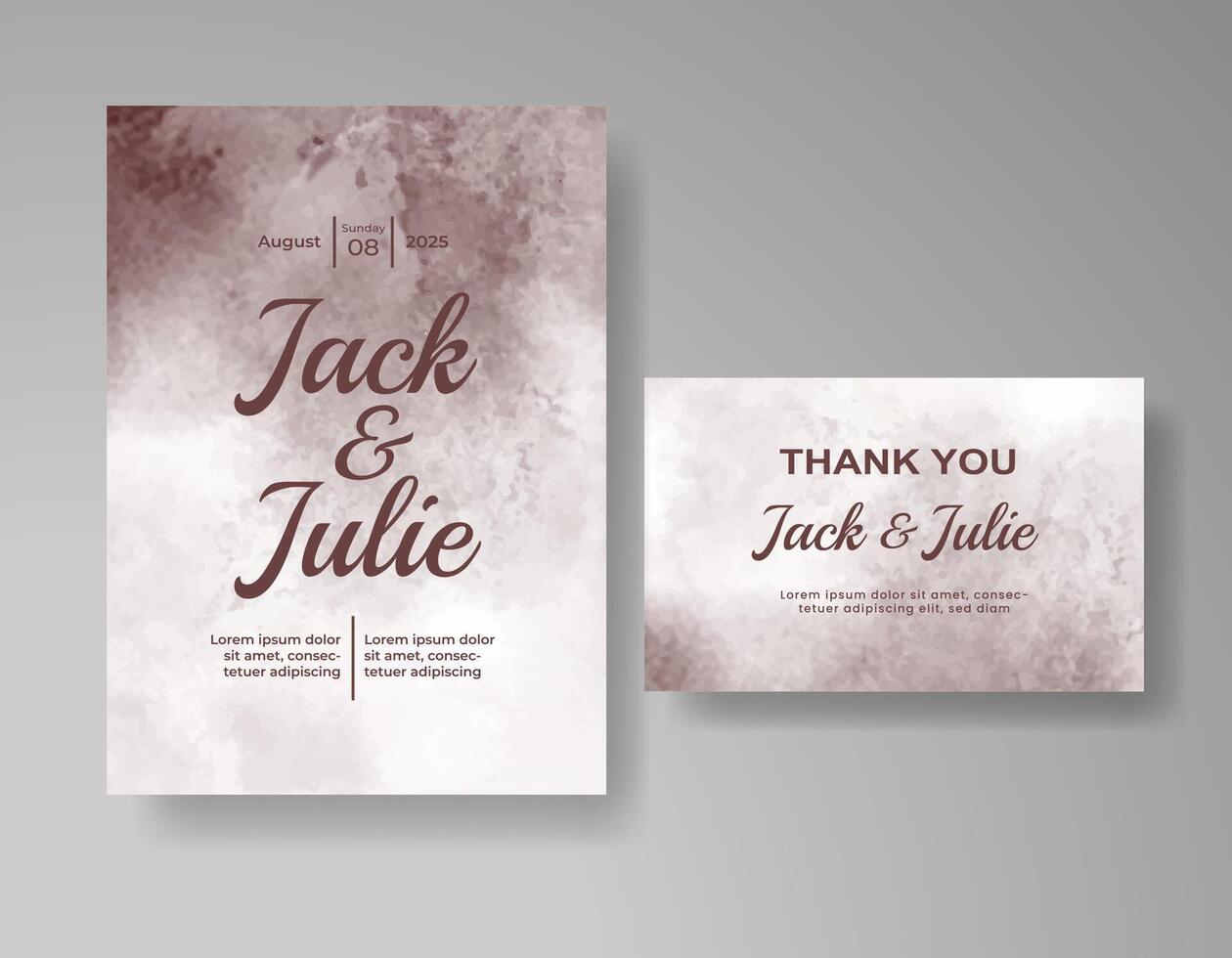 Wedding invitation with abstract watercolor background vector