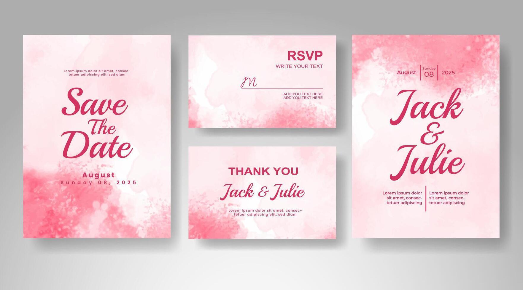 Wedding invitation with abstract watercolor background vector