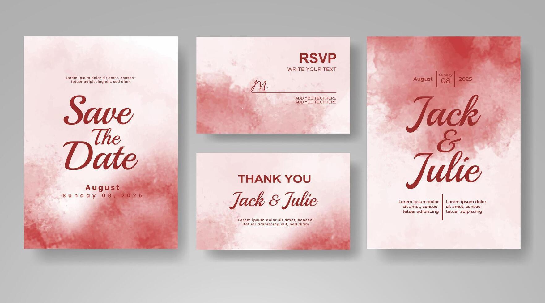 Wedding invitation with abstract watercolor background vector