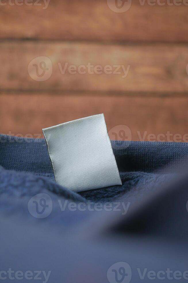 empty white label on a cloth photo