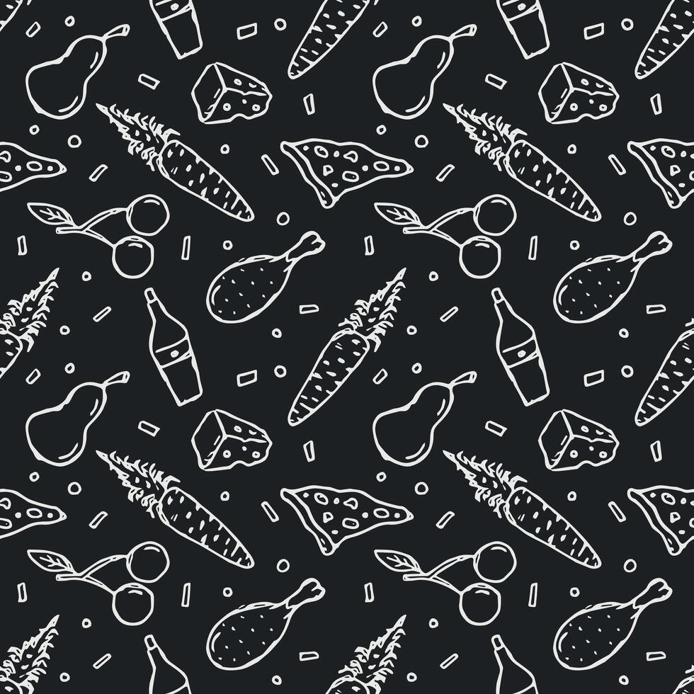 Seamless food pattern. Doodle food background vector