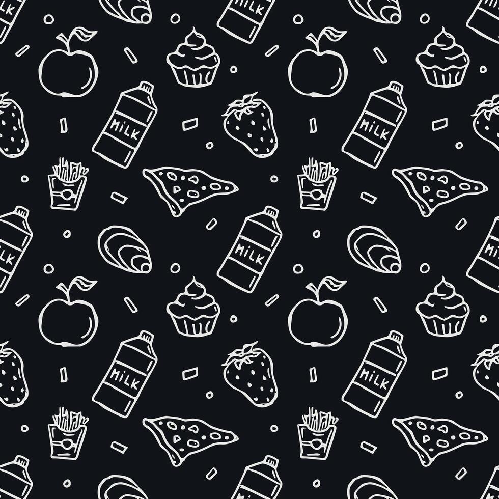 Seamless food pattern. Doodle food background vector