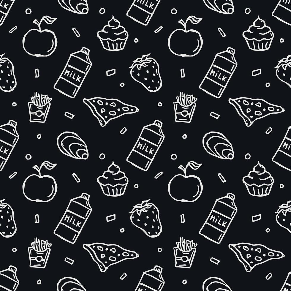 Seamless food pattern. Doodle food background vector