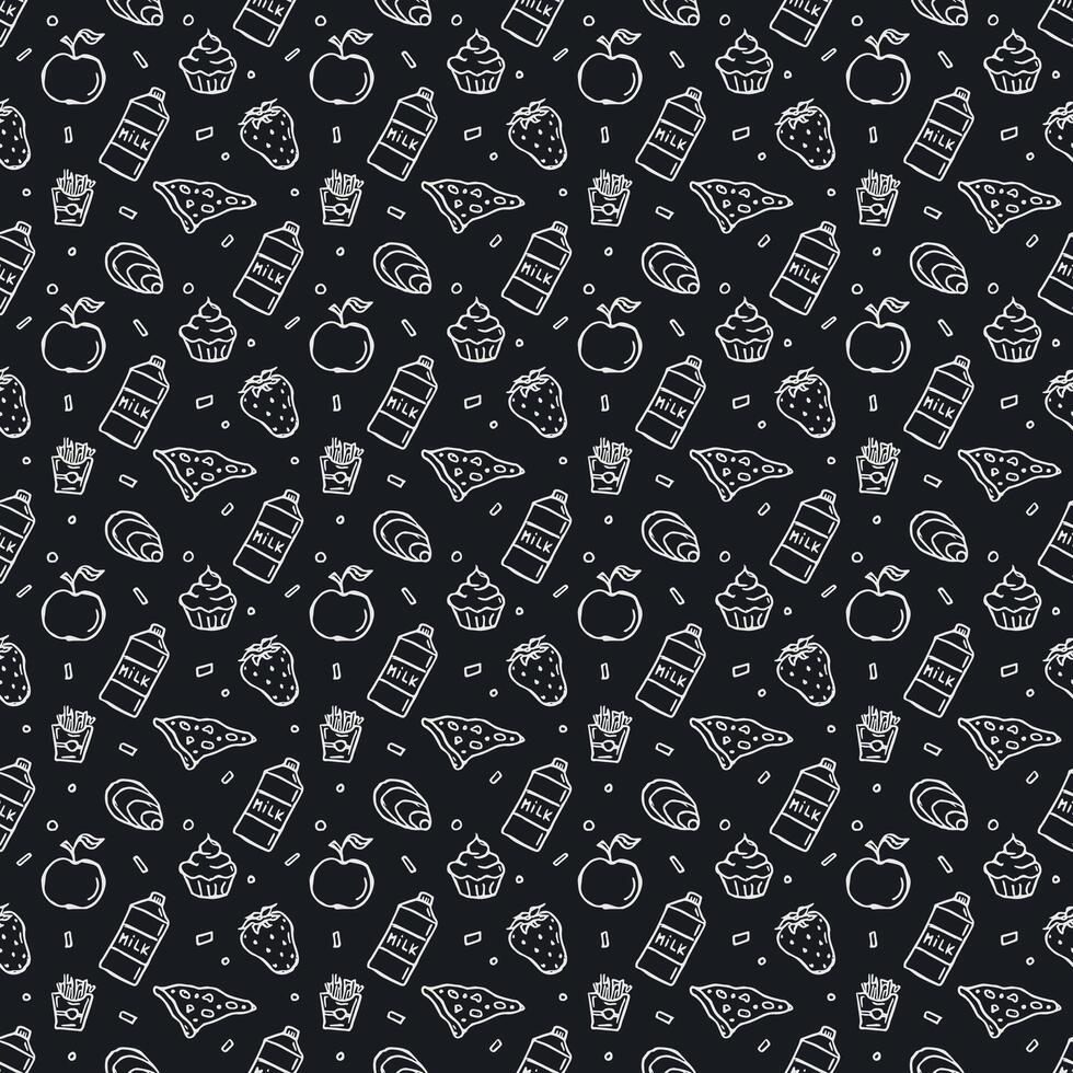 Seamless food pattern. Doodle food background vector