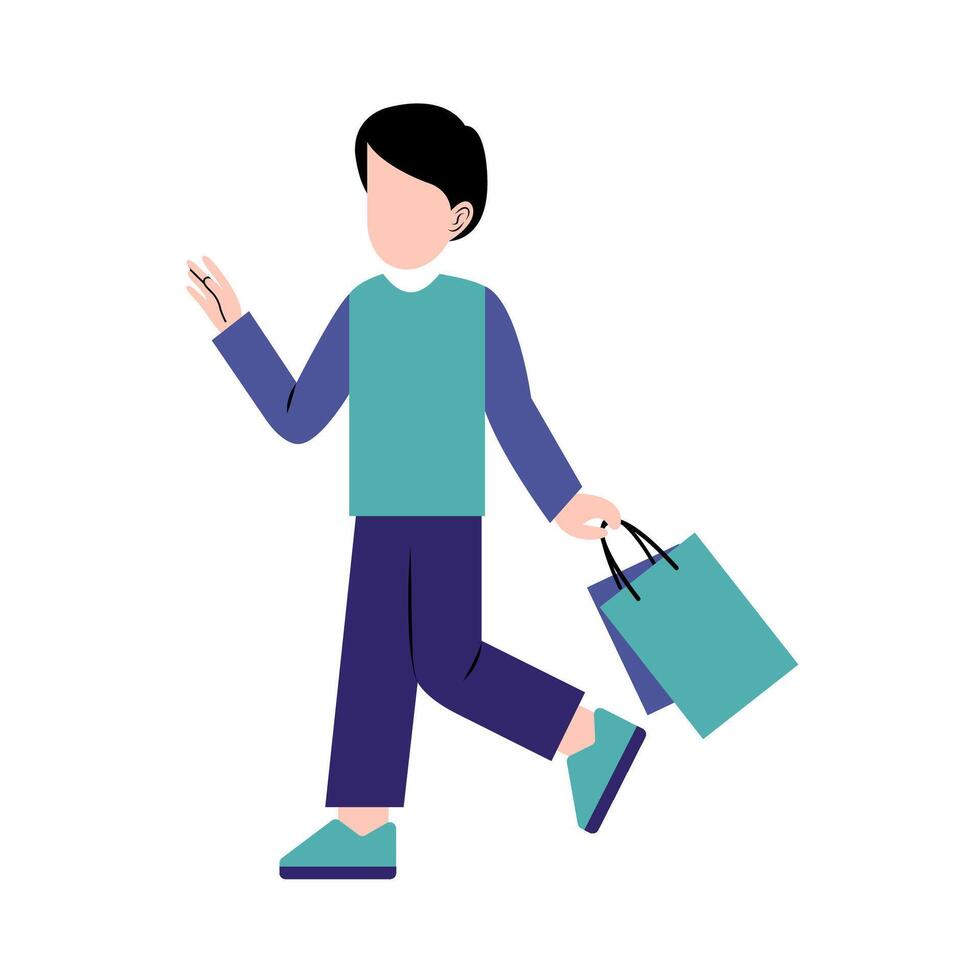 A Man Holding Shopping Bag vector