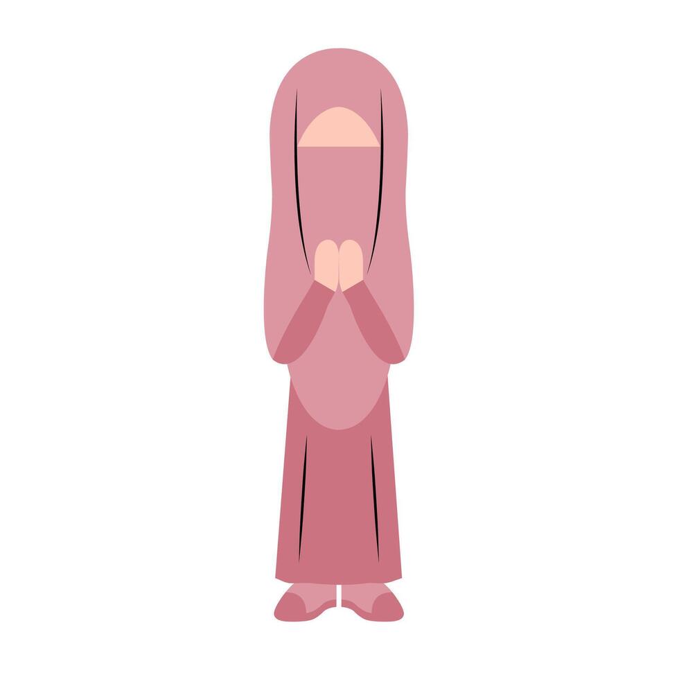 Hijab Girl With Eid Greeting Gesture vector