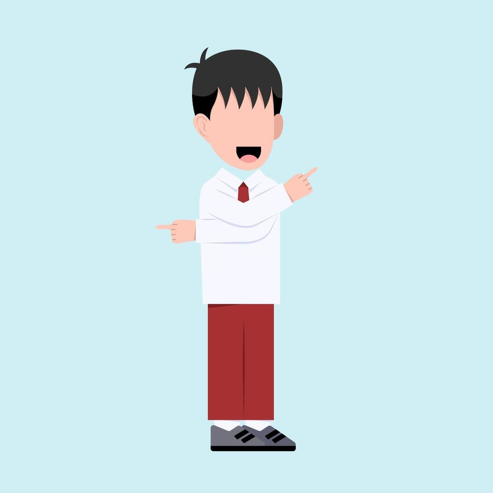 Indonesian Elementary Student With Explaining Gesture vector
