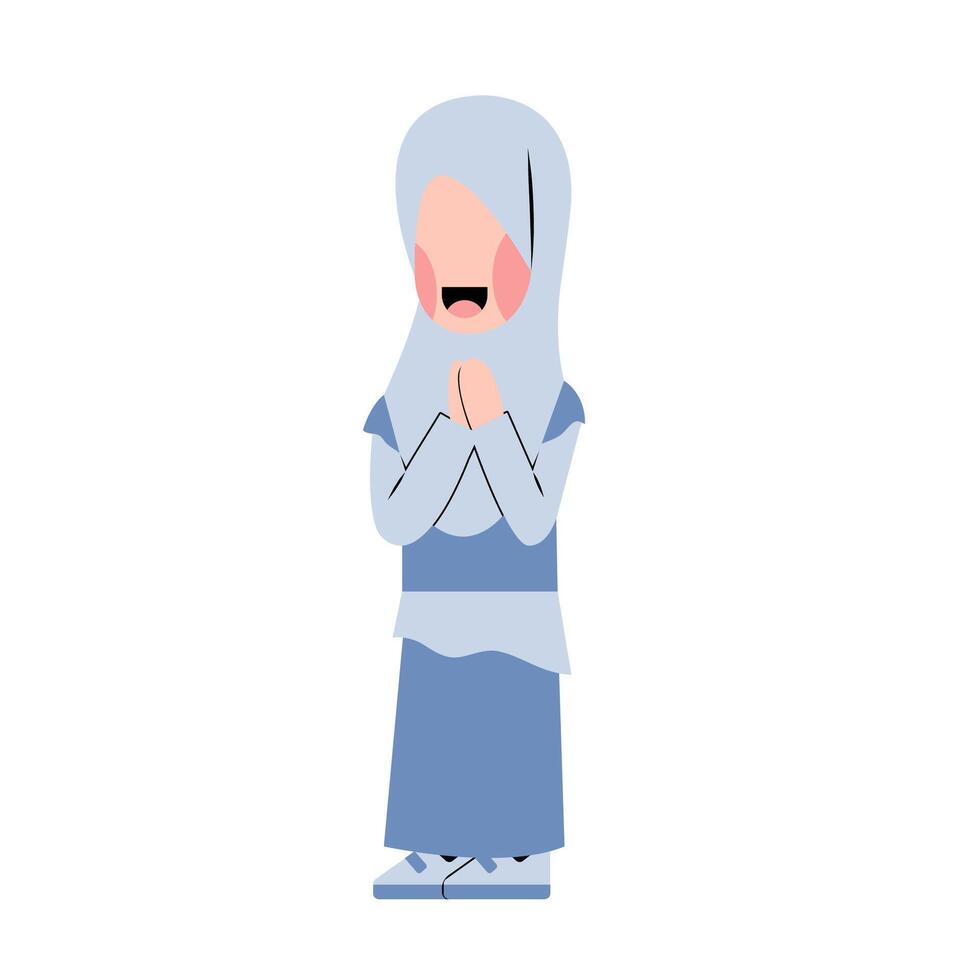 Hijab Girl With Eid Greeting Gesture vector