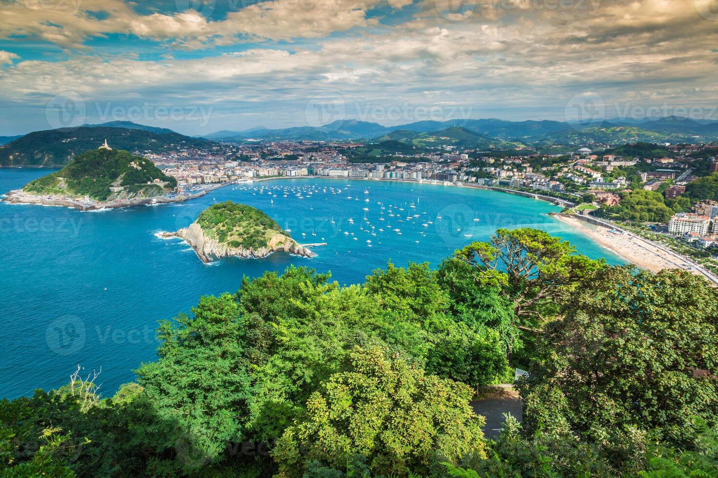 Panoramic aerial view of San Sebastian Donostia Spain photo