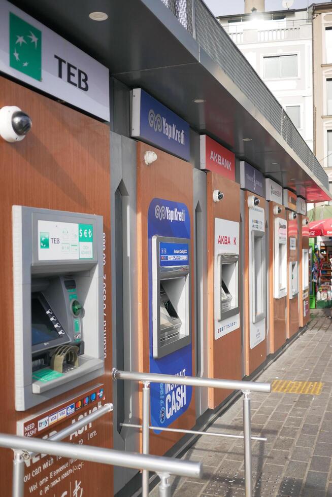 Turkey istanbul 23 july 2023. ATMs machines of the main turkish banks in istanbul, photo