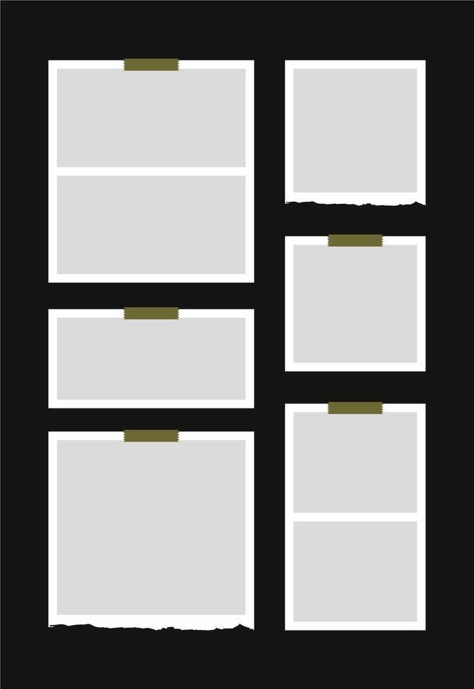Pictures or photos frame collage. comics page grid layout abstract photo frames and digital photo wall template vector