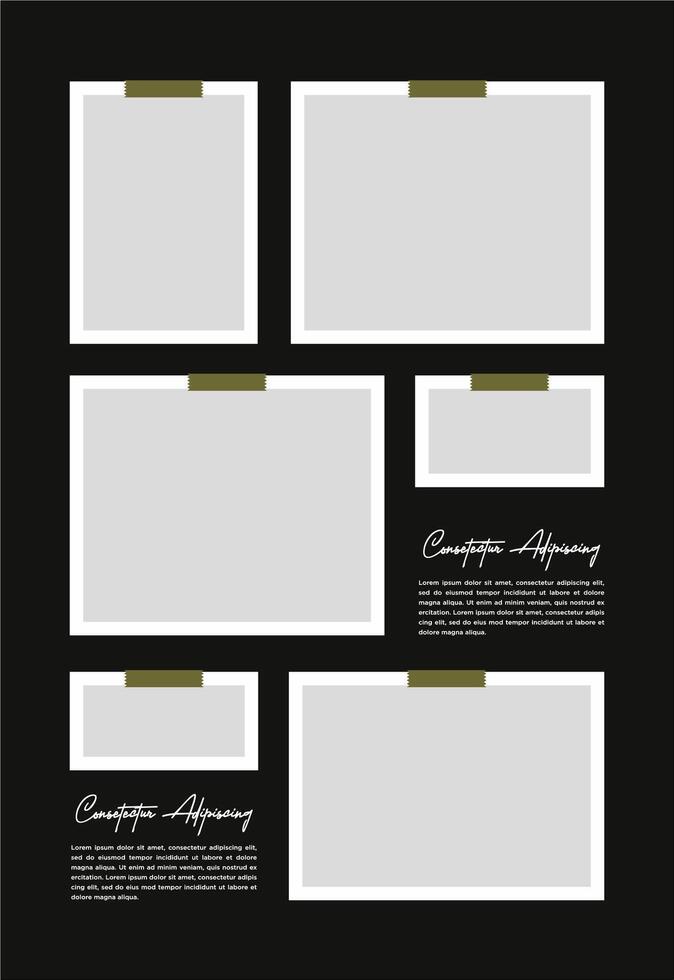 Pictures or photos frame collage abstract photo frames and digital photo wall template vector