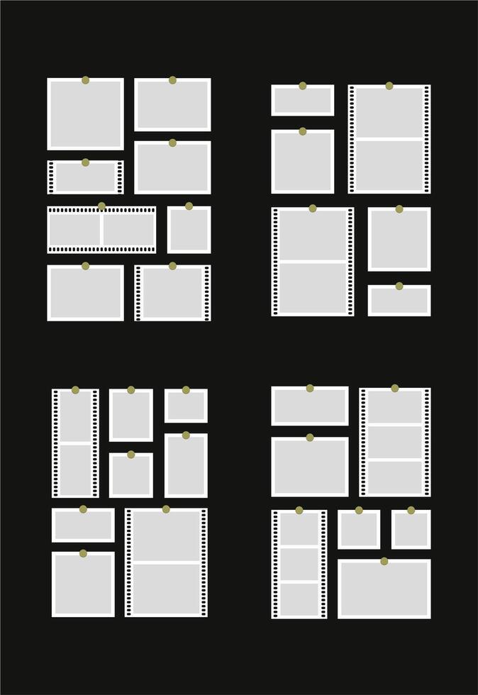 Pictures or photos frame collage abstract photo frames and digital photo wall template vector