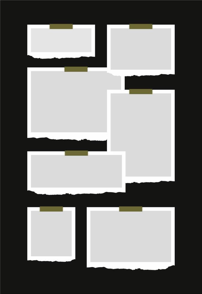 Pictures or photos frame collage. comics page grid layout abstract photo frames and digital photo wall template vector