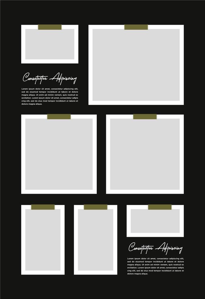 Pictures or photos frame collage abstract photo frames and digital photo wall template vector