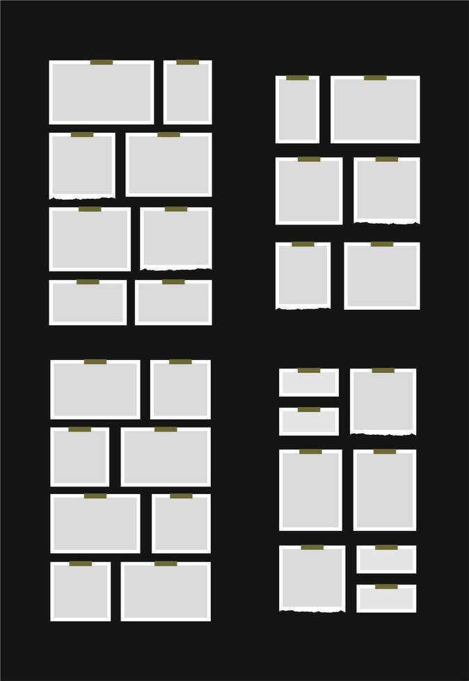 Pictures or photos frame collage abstract photo frames and digital photo wall template vector
