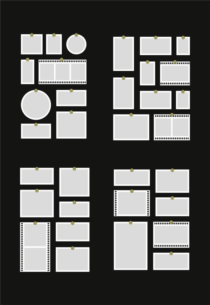 Pictures or photos frame collage abstract photo frames and digital photo wall template vector
