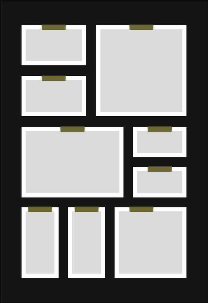 Pictures or photos frame collage abstract photo frames and digital photo wall template vector