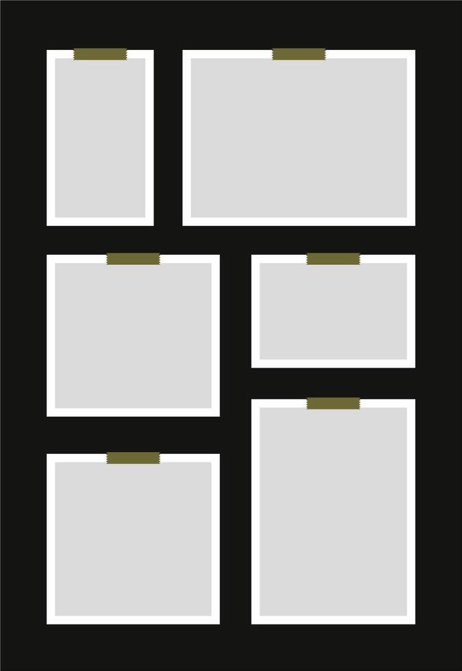 Pictures or photos frame collage. comics page grid layout abstract photo frames and digital photo wall template vector