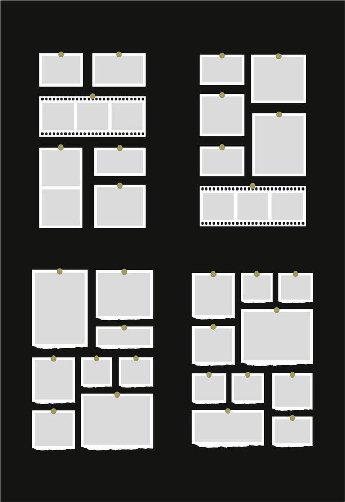 Pictures or photos frame collage abstract photo frames and digital photo wall template vector