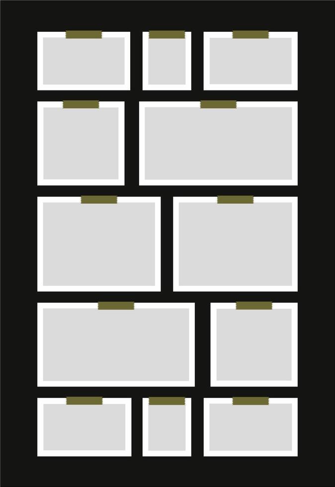 Pictures or photos frame collage. comics page grid layout abstract photo frames and digital photo wall template vector