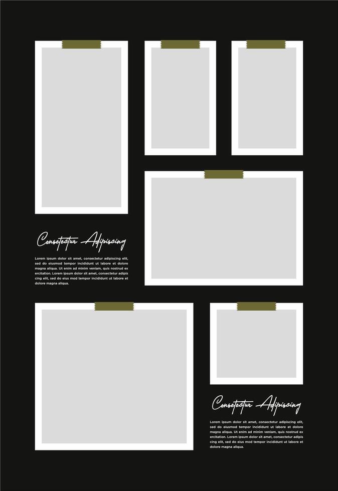 Pictures or photos frame collage abstract photo frames and digital photo wall template vector