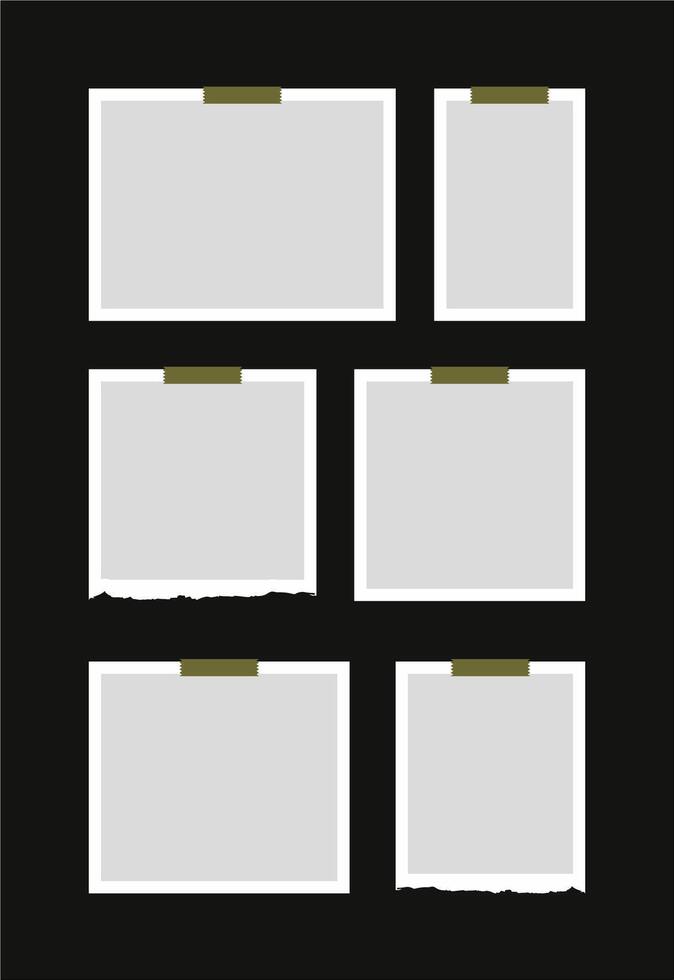 Pictures or photos frame collage. comics page grid layout abstract photo frames and digital photo wall template vector