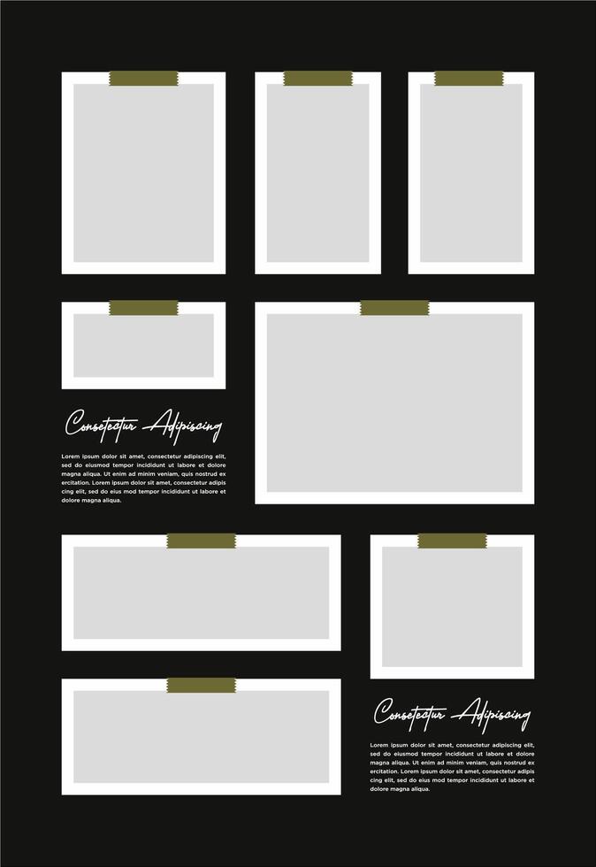 Pictures or photos frame collage abstract photo frames and digital photo wall template vector