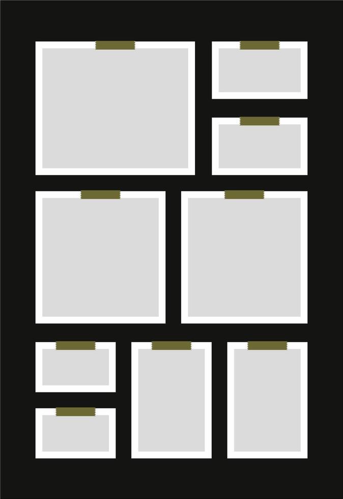 Pictures or photos frame collage abstract photo frames and digital photo wall template vector