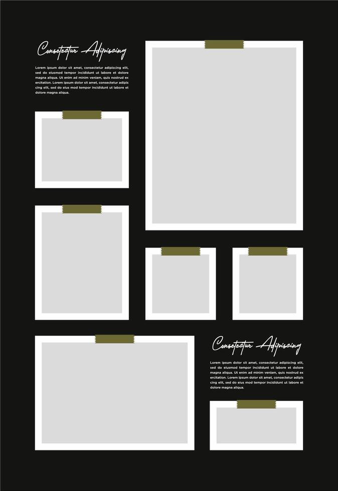 Pictures or photos frame collage abstract photo frames and digital photo wall template vector