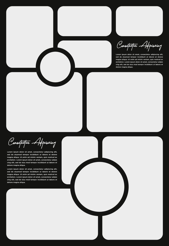 Pictures or photos frame collage and digital photo wall template vector