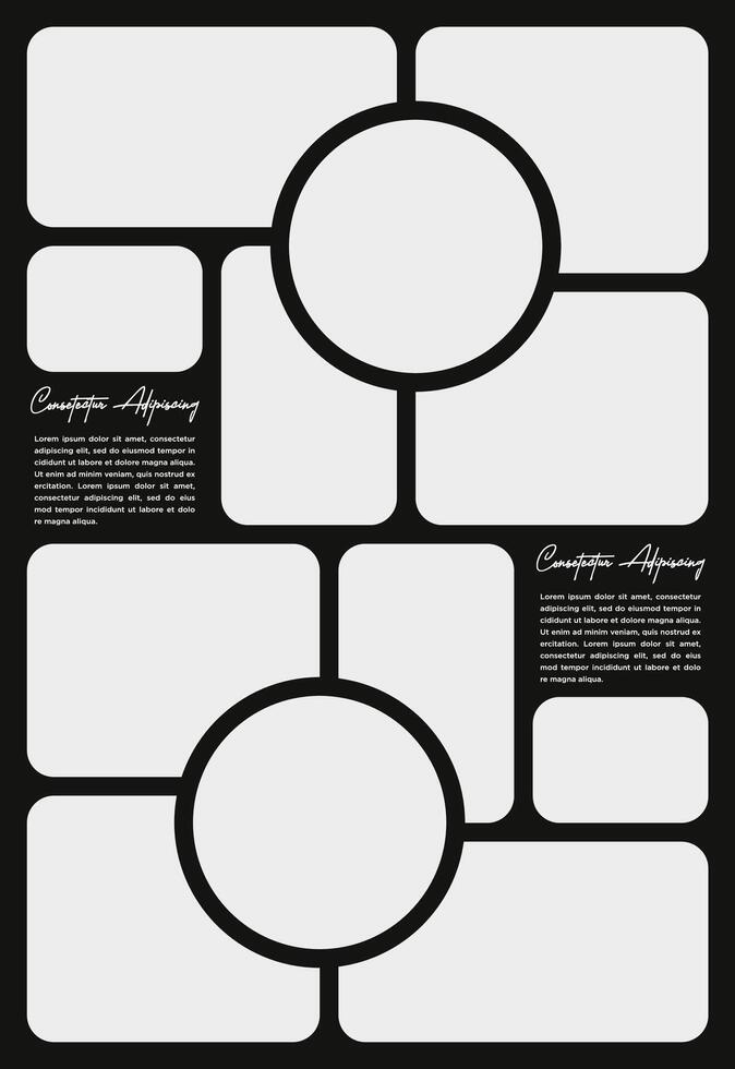 Pictures or photos frame collage and digital photo wall template vector