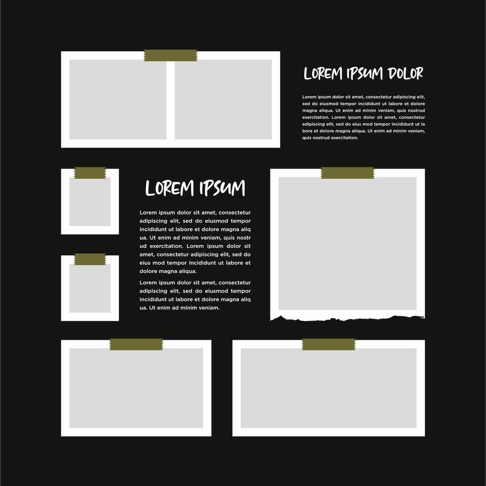 Pictures or photos frame collage abstract photo frames and digital photo wall template vector