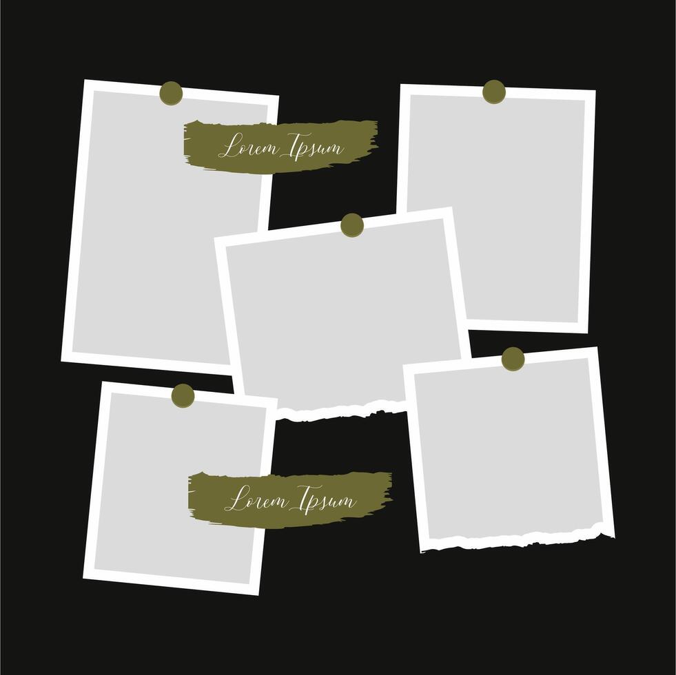 Pictures or photos frame collage abstract photo frames and digital photo wall template vector