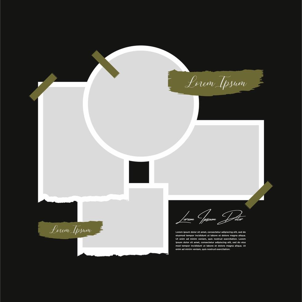 Pictures or photos frame collage abstract photo frames and digital photo wall template vector