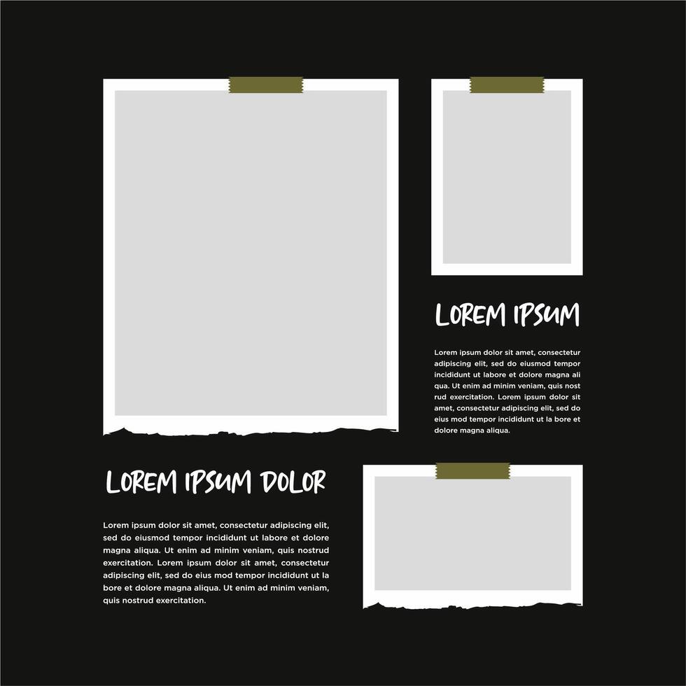 Pictures or photos frame collage abstract photo frames and digital photo wall template vector