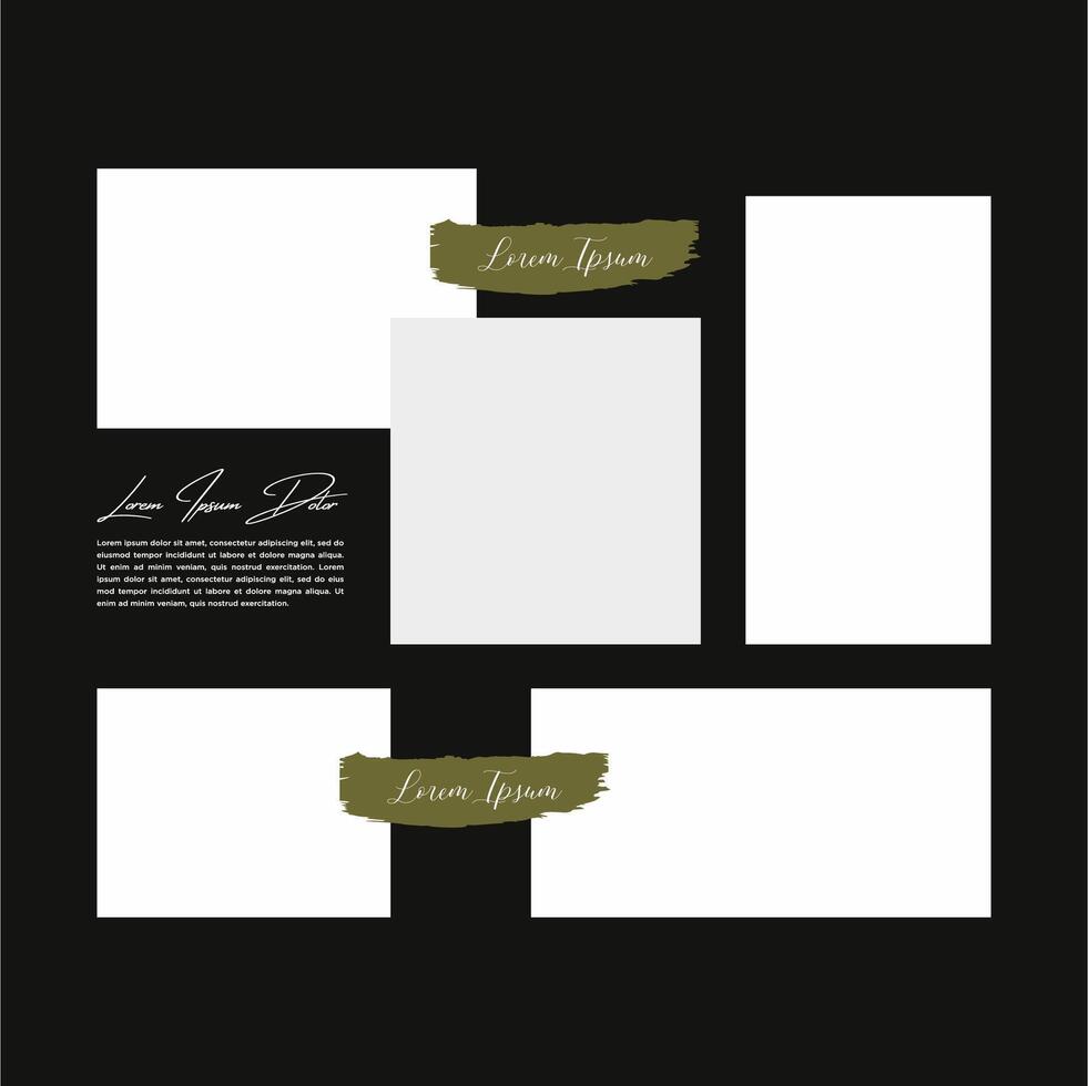 Pictures or photos frame collage abstract photo frames and digital photo wall template vector