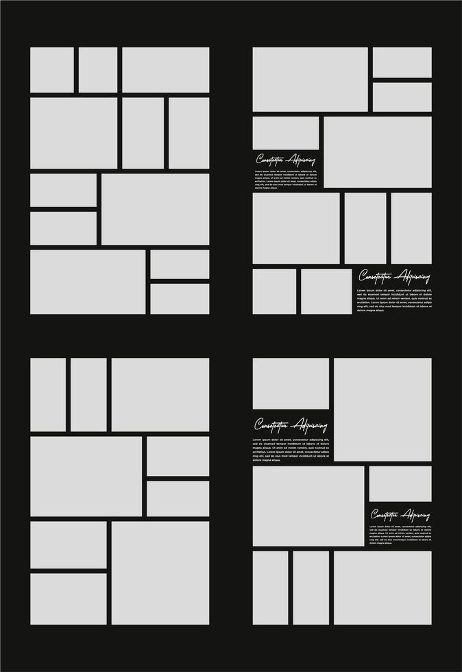 Pictures or photos frame collage and digital photo wall template vector