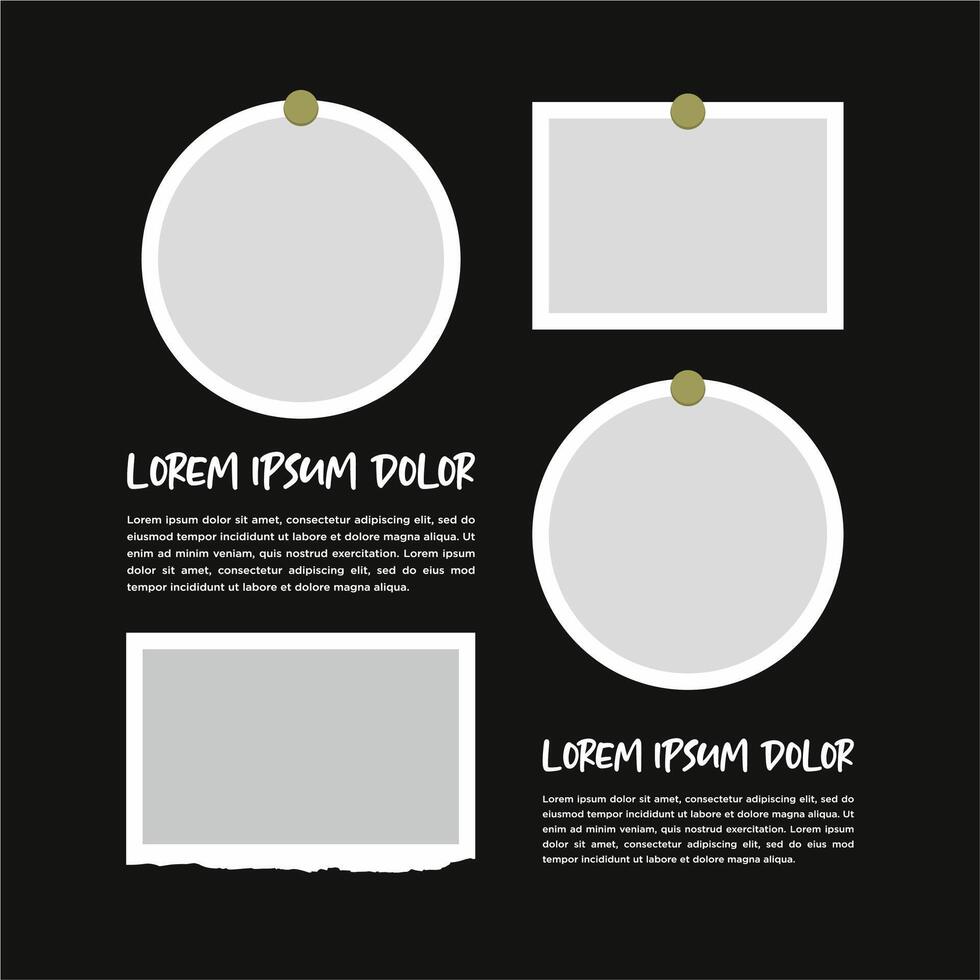 Pictures or photos frame collage abstract photo frames and digital photo wall template vector