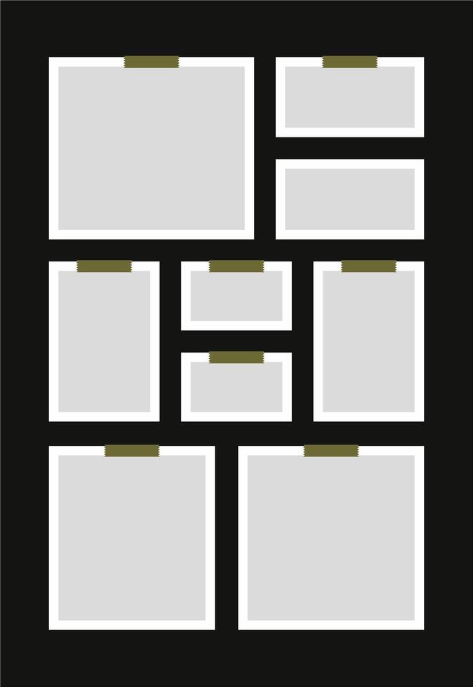 Pictures or photos frame collage abstract photo frames and digital photo wall template vector